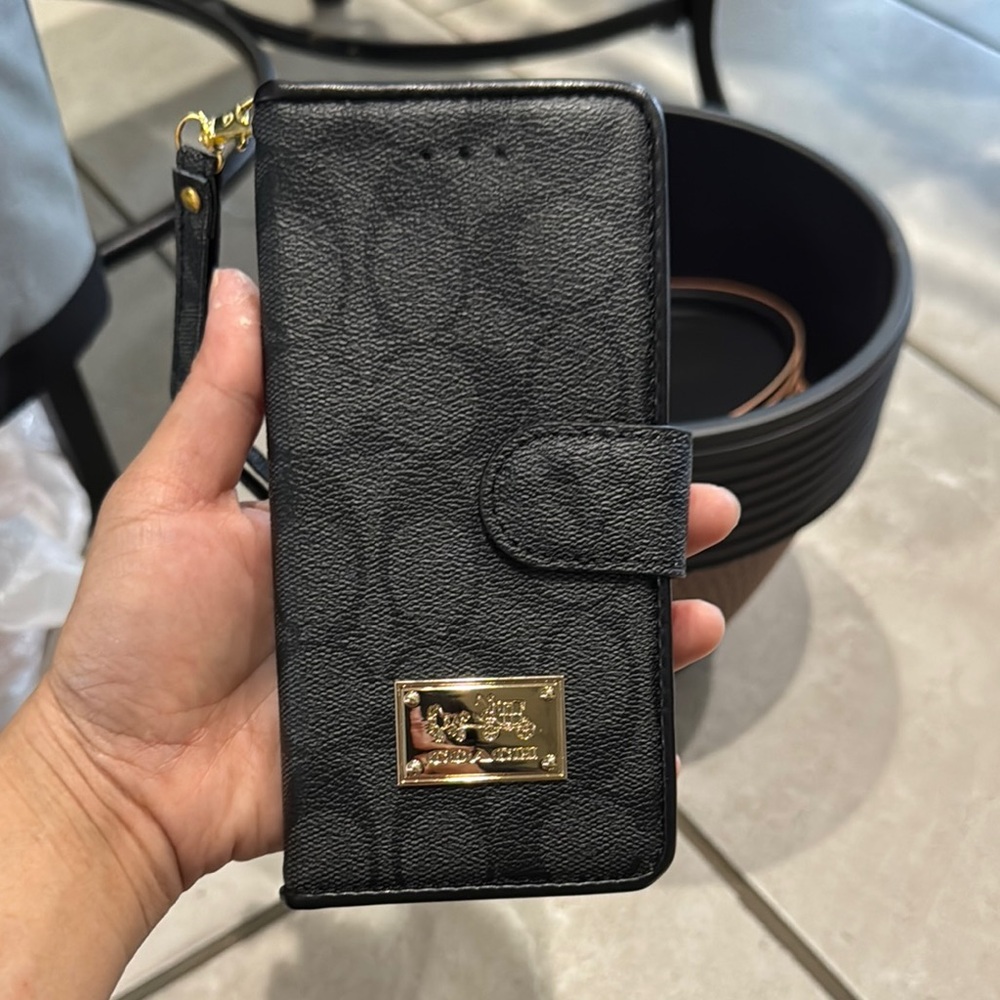 Coach Black Signature Folio Case